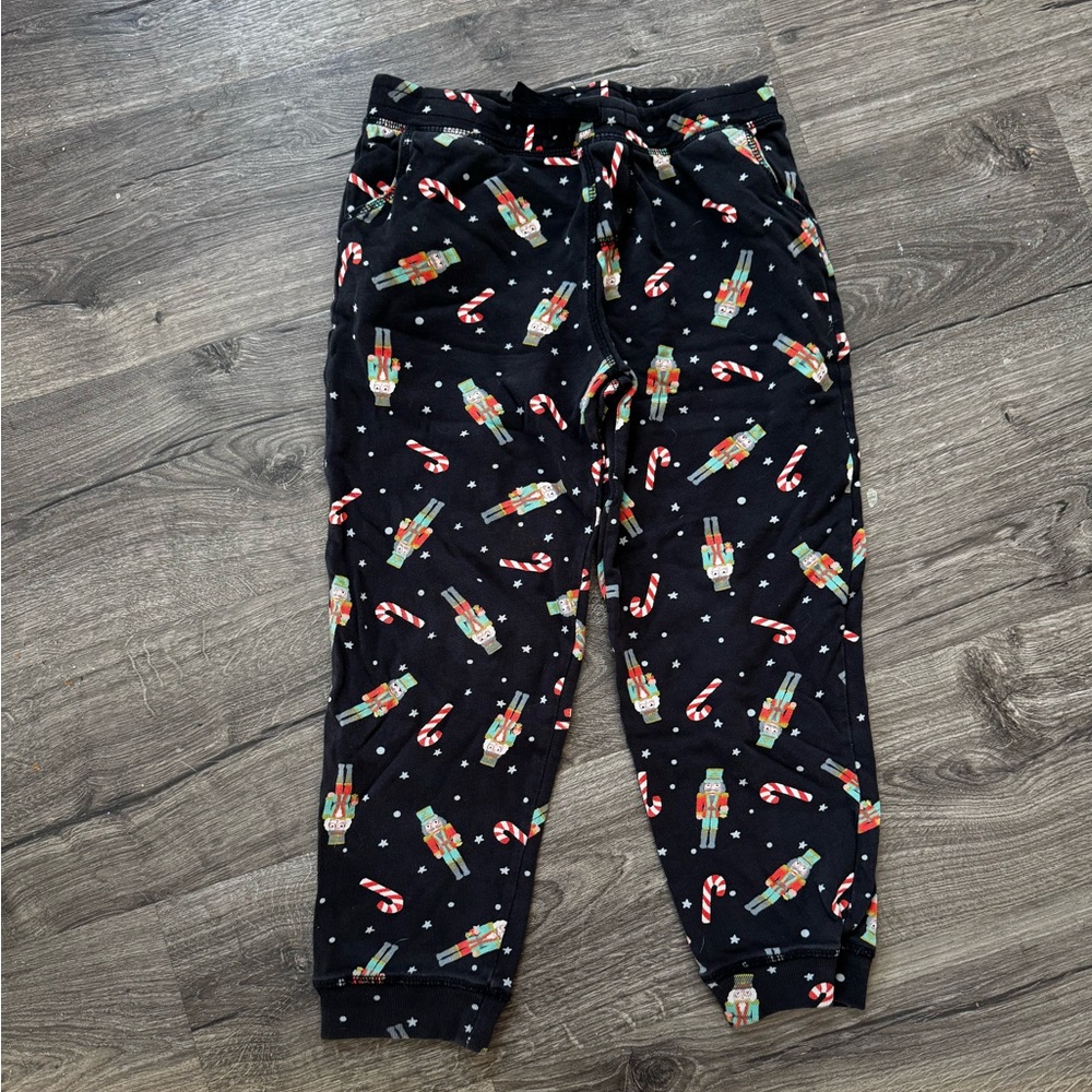 Dot Dot Smile Black Jogger pants with Nutcracker and Candy Cane Design